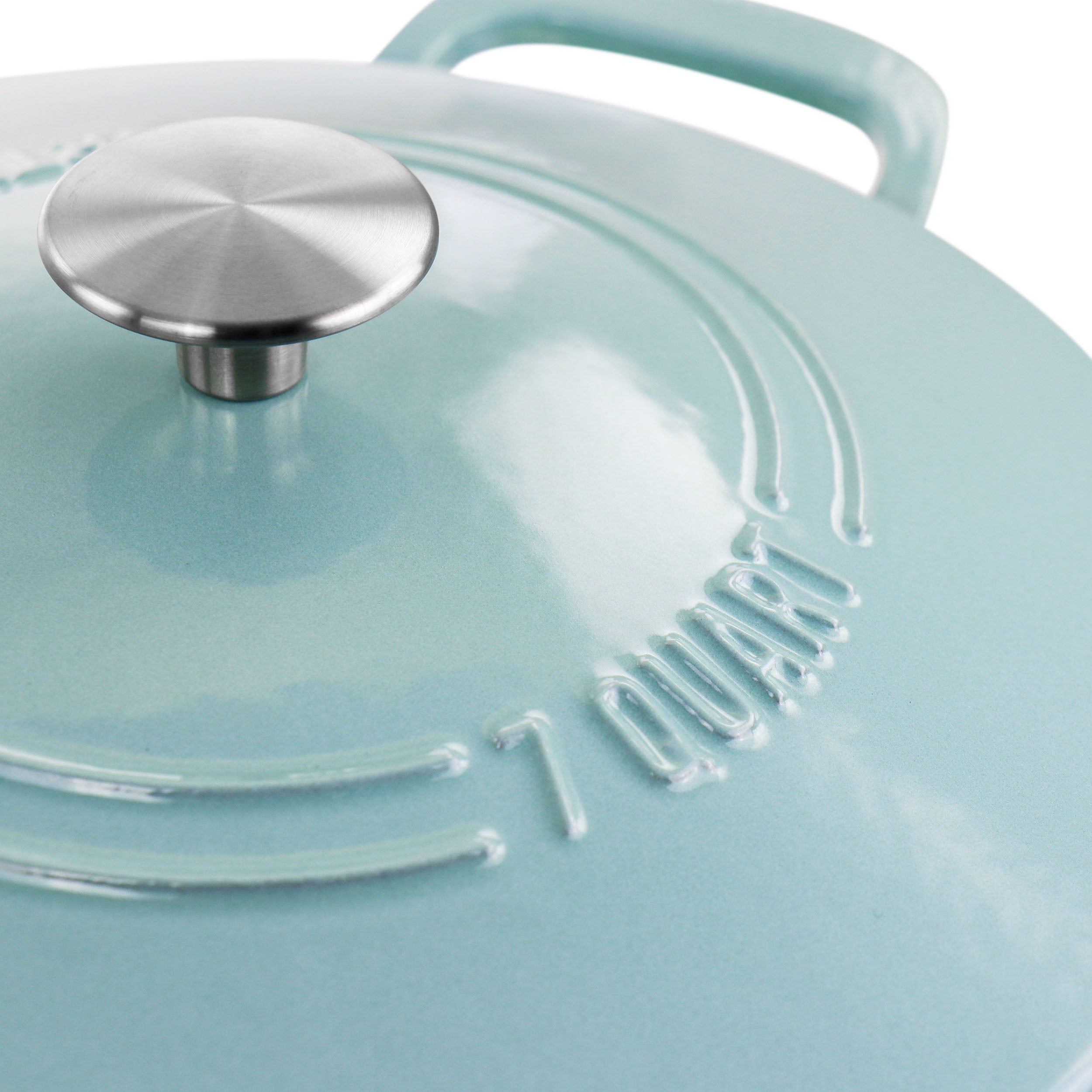Martha Stewart Everyday Enameled Cast Iron 7 Quart Dutch Oven with Lid in Turquoise