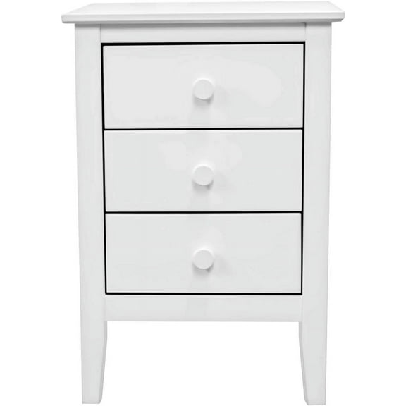 Jela Easy Pieces Solid Wood 3 Drawer End Table/Nightstand, White