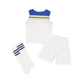 thumbnail image 2 of iiniim Kids Cheerleading Outfits Star Printed Tops with Shorts and Socks 3Pcs Cheer Leader Uniform Type A Blue 110, 2 of 7