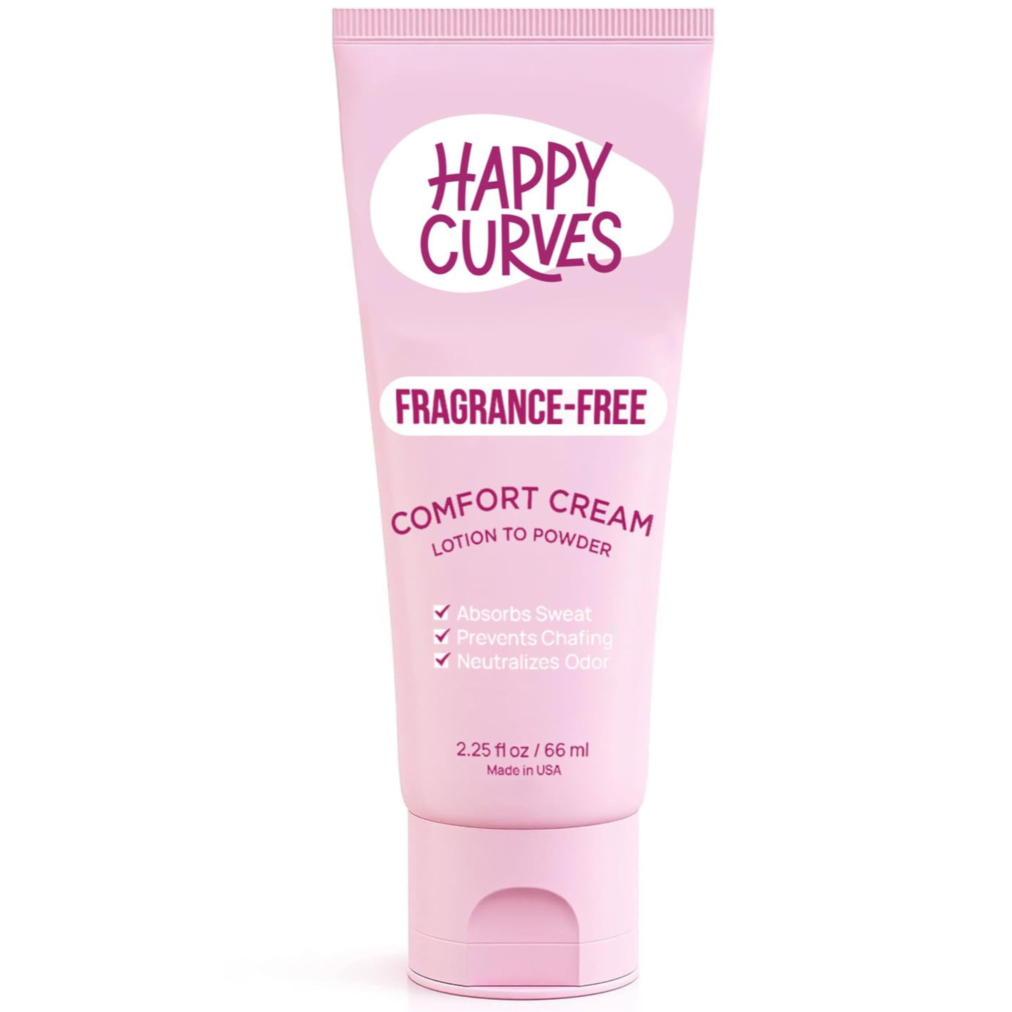 (2 pack) Happy Curves Comfort Cream, Aluminum Free Whole Body Deodorant for Women, Fragrance Free, 2.25 oz