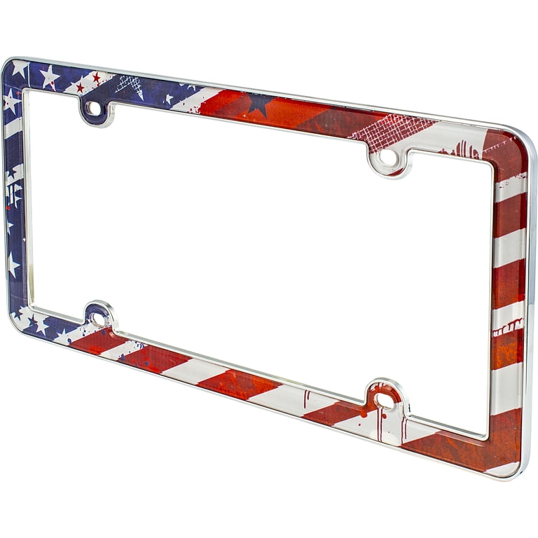 Auto Drive USA Flag Metal License Plate Frame photo 6