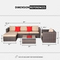 thumbnail image 2 of SUNCROWN Outdoor Patio Furniture Sectional Sofa and Chair (6-Piece Set) All-Weather Brown Wicker with Seat Cushion and Modern Glass Coffee Table (Brown Cushion), 2 of 7