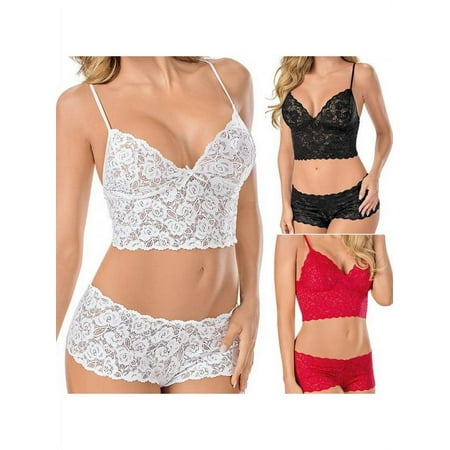 

MarinaVida Women Lace Bra Set Sexy Push Up Bra Underwear Lingerie Panties Crop Tops Bralette