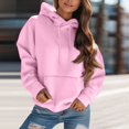 thumbnail image 2 of CIENVNSTG Women's Solid Hoodies Sweatshirt with Pocket Oversized Trendy Pullover Long Sleeve Top Spring Fall Fashion Clothing for Daily Leisure and Casual Outdoor Activities Pink M, 2 of 6