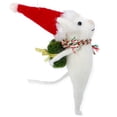 thumbnail image 3 of White Mouse Christmas Tree Ornament - Wool Mouse Holding Present, 3 of 4