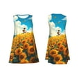 thumbnail image 7 of Picia Clear Sky Sunflower Print Women’s Sleeveless Midi Swing Dress – A-Line Pleated Tank Sundress, Comfortable and Flowy T-Shirt Dress, 7 of 7