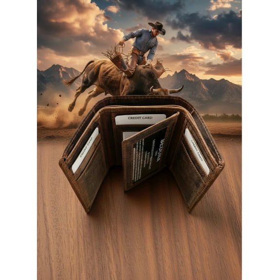 SEDONA Unisex Buffalo Leather Trifold Wallet, Brown