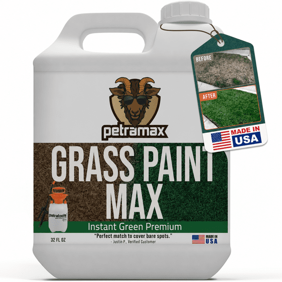 PetraMax Green Grass Paint and Plant Sprayer, Non-toxic, 32 oz, Instant Green