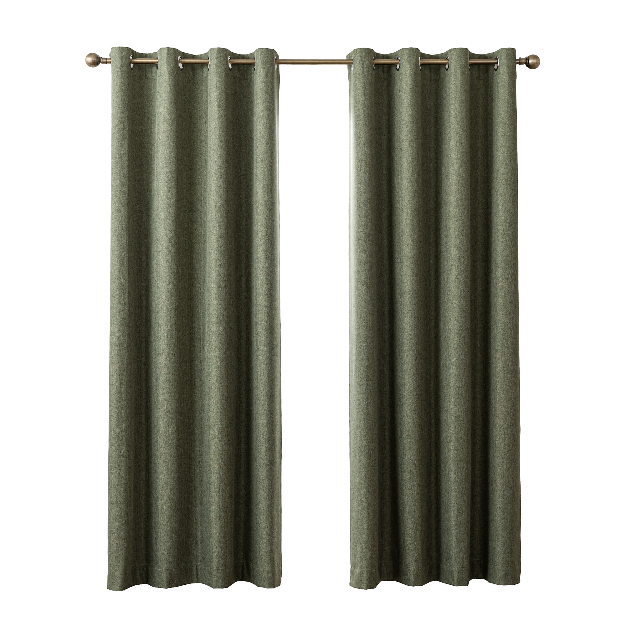 Sleep Zone Solid Herringbone Blackout Curtains Pack of 2, Drapes for Living Room, 42" x 95" Dark Green