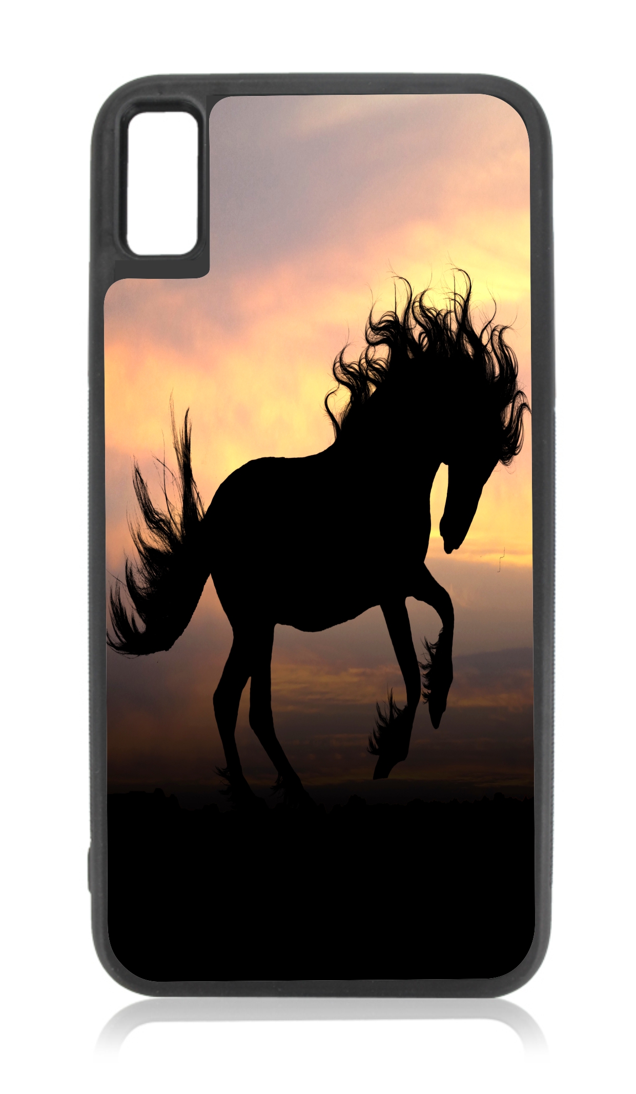 Prancing Horse on the Beach iPhone 10 XR Horse Case Black Rubber Case