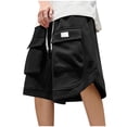 thumbnail image 1 of pstuiky Pantalones cortos deportivos, Pantalones cortos de trabajo de color liso para hombre, estilo informal, para exteriores, con múltiples bolsillos, cinco cuartos Pantalones cortos de baloncesto, 1 of 6