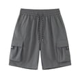 thumbnail image 2 of Plus Size Men's Cargo Work Shorts Solid Color Casual Outdoor Pants with Multi Pockets Five Quarter Pants with Elastic Waist and Stripes Drawstring, M-5XL, 2 of 8