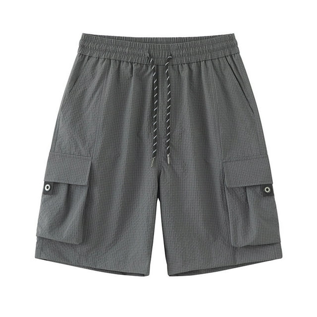 pstuiky Pantalones cortos cargo para hombre, Pantalones cortos de trabajo de color liso para hombre, estilo informal, para exteriores, con múltiples bolsillos, cinco cuartos