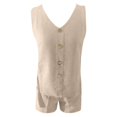 thumbnail image 6 of Pyhlmscde Two Piece Outfits for Women 2025 V Neck Vest And Shorts Loose Casual Two Pieces Set, Summer Rompers for Women 2025, 2Piece Set Outfit for Women Summer, Piece Sets Summer Dressy, 6 of 6