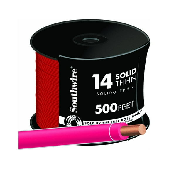 Building Wire, Thhn, 14 Awg, Red, 500Ft