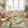 thumbnail image 3 of Design&I 8'x10' Washable Area Rug Olive Abstract Garden Motif Design Accent Geometric and Floral Contemporary Style for Living Room, Family Extra Large Skid-Resistant Low Profile, 3 of 7