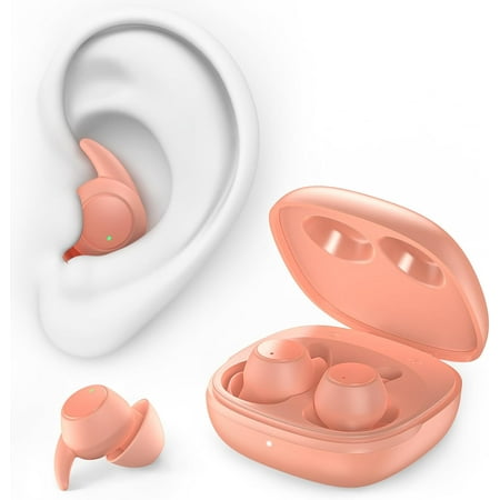 2.0 Sleep Headphones Noise Blocking Sleep Earbuds High Fidelity Invisible Ear Plugs - Hearing Protection Mini Design For Side Sleepers Bluetooth 5.4 Reusable Flexible Silicone-Pink