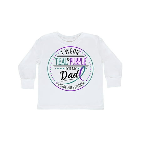 

Inktastic Suicide Prevention- I Wear Teal and Purple for My Dad Gift Toddler Boy or Toddler Girl Long Sleeve T-Shirt