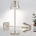 thumbnail image 1 of LED Desk Lamp Cordless Table Light, Rechargeable Battery Powered USB Charging Port 3 Levels Brightness Dimmable for Outdoor Modern Hotel Restaurant Dining Bedroom Study Portable Lights (Silver), 1 of 5