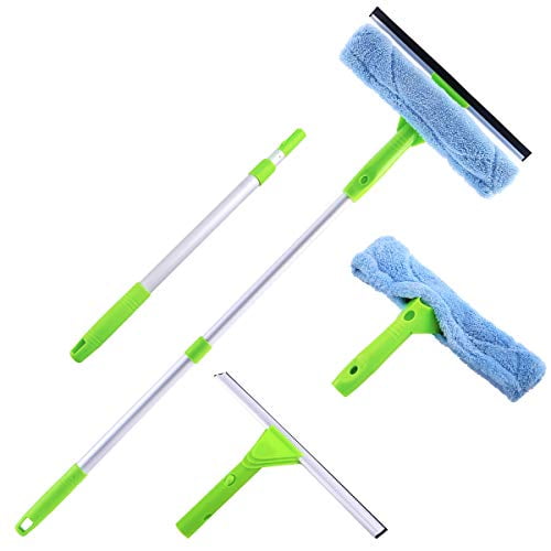 Pro Kleen Telescopic Window Cleaner Kit Cleaning Kit Equipment Extendable Pole Soft Window Cleaner Mop Squeegee Head Cleaning Indoor Outdoor Glass Cleaner 