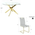 thumbnail image 5 of Sumdeal 47" Modern Round Glass Dining Table Room Sets for 4,Dining Table with 4 PU Leather Dining Chairs,Glass Table and 4 Gray C-shaped Chairs with Golden Leg, 5 of 7