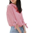 thumbnail image 5 of ZANZEA Women Striped Shirts 3/4 Sleeve Button Blouse Casual Loose Office Tops, 5 of 7
