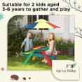 thumbnail image 5 of Wooden Kids Picnic Table Set with Parasol, Seating for 2 Children 3-6 Years Old, for Patio Backyard, Indoor Outdoor Use, 5 of 7