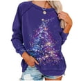 thumbnail image 5 of Feancey Plus Size Womens Dressy Christmas Tops Fashion Xmas Tree Print Long Sleeve T-Shirts Holiday Casual Round Neck Loose Tunics Multicolor5 5XL, 5 of 8