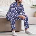 thumbnail image 7 of Naloa Skull flower white blue Men’s Pajamas Set - Long Sleeve Button Down Sleep Shirt and Pajama Bottoms Sleepwear Set-Large, 7 of 7