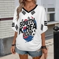 thumbnail image 2 of Soccer Cup 2026 Jersey SOUTH KOREA Soccer for Women with Colombia Flag Color Block and V Neck Short Sleeves Featuring Breathable Fabric for Game Day Parties Summer Festivals Dark Blue XL, 2 of 6
