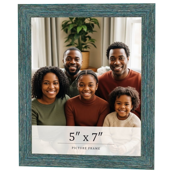 5x7 IN Frame Blue Rustic Barnwood Solid Wood Picture Frame Width 1.25 Inches | Interior Depth 0.5