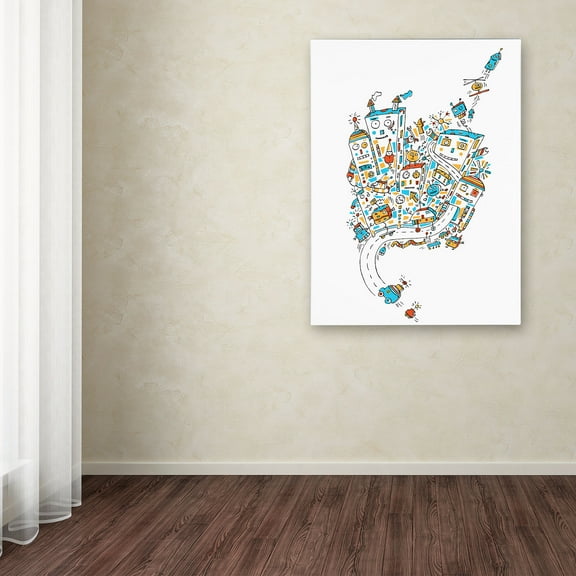 Trademark Fine Art "Robot City" Canvas Art by Carla Martell