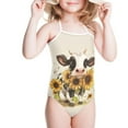 thumbnail image 3 of FOR U DESIGNS Cow Sunflower One Piece Swimsuit for Kids 9-10T Cute Baby Girls Bathing Suit Fashion Halter Beachwear Adorable Sleeveless Swimwear for Beach Surfing, 3 of 6