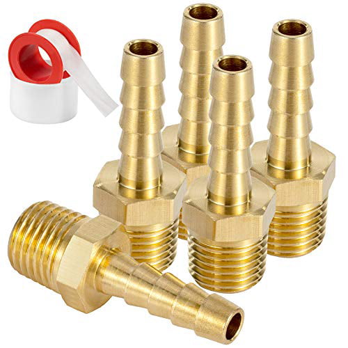 Brass 3/8" Barb X 1/4" NPT Male End Air Hose Pipe Fitting Threaded Connector ... 