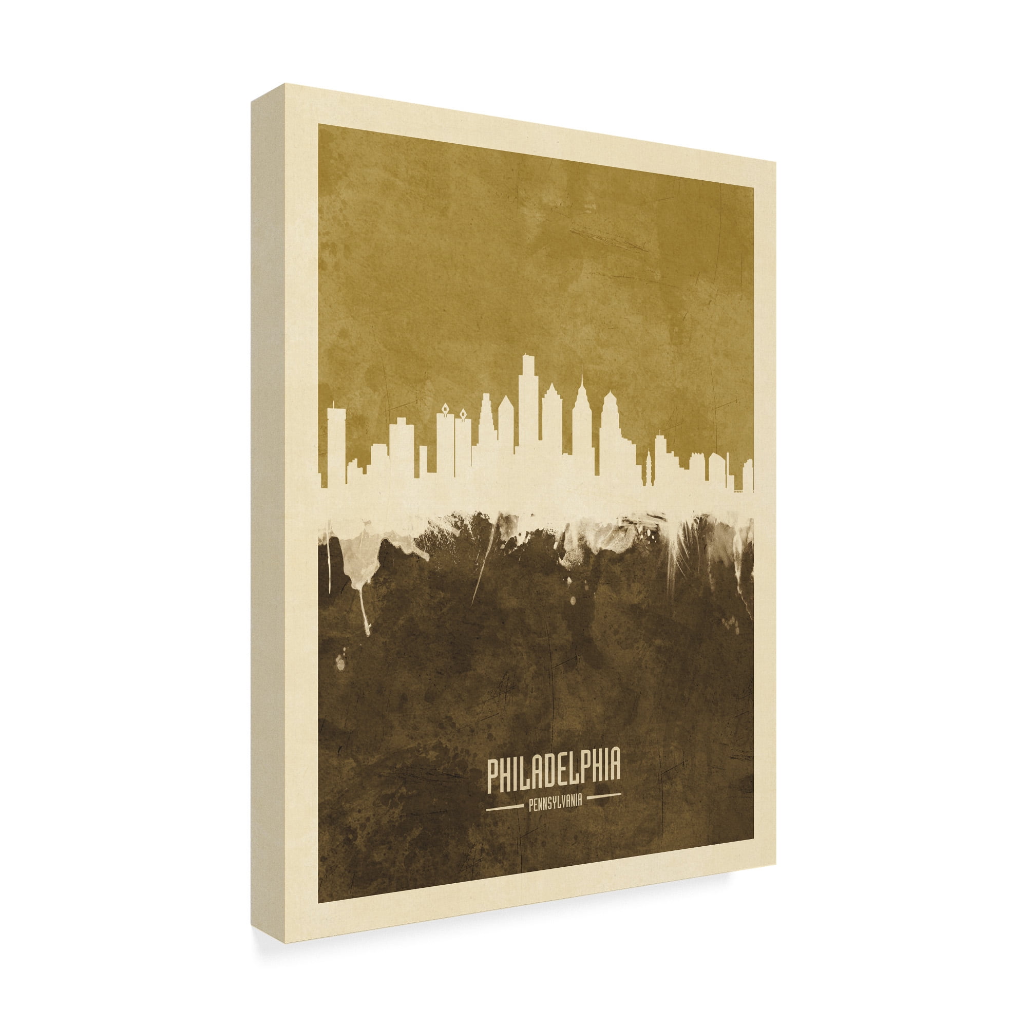 Trademark Fine Art 'Philadelphia Pennsylvania Skyline Brown' Canvas Art by Michael Tompsett