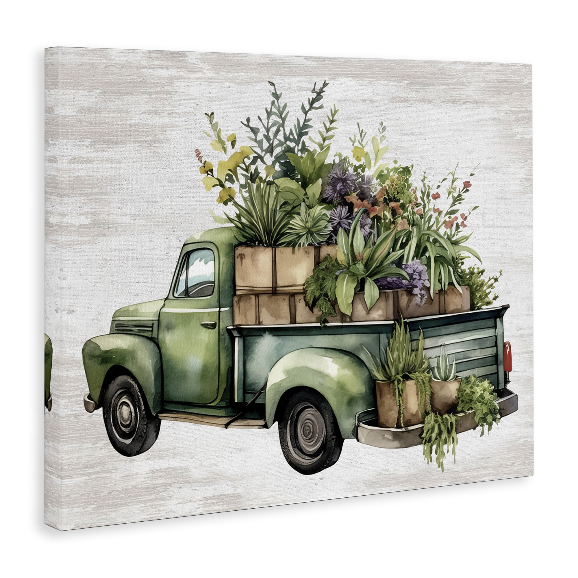Stupell Industries Greenery Filled Truck Transportation Painting Gallery Wrapped Canvas Art Print Wall Art, 40 x 30