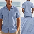 thumbnail image 2 of Livrdious Mens Cotton Shirts Button Down Casual Short Sleeve Shirts for Men Relaxed Fit Untucked Shirt with Pockets, S-2XL, 2 of 8