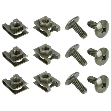 10 Set 6x16mm U Clip Phillips Screw Assortment Car Clips Fasteners with Screws for Securing Wires and Cables