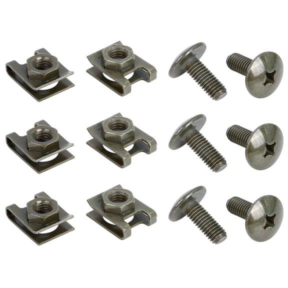 50 Set 6x16mm U Clip Phillips Screw Assortment Car Clips Fasteners with Screws for Securing Wires and Cables