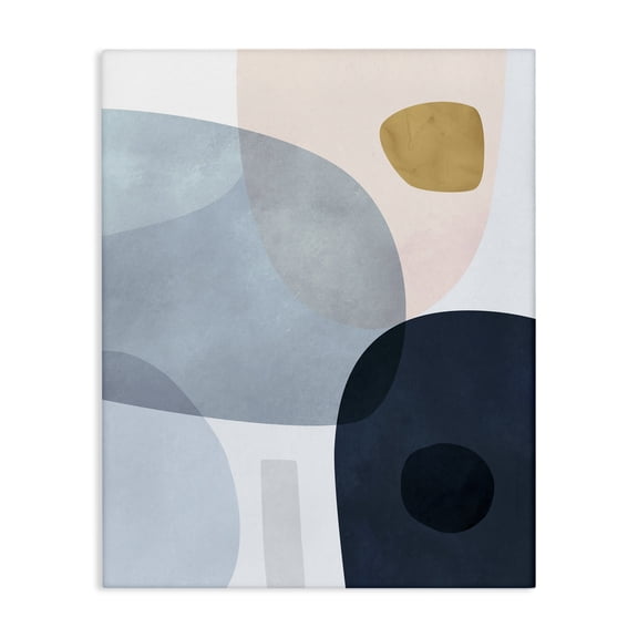 Stupell Industries Modern Mod Shapes Slate Blue Navy and Peach Overlapping Abstract Canvas Art, 24 x 30, by Victoria Borges