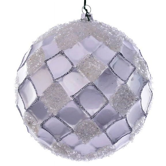 Vickerman 4.75" Silver Net Beaded Ball, 3 per Bag