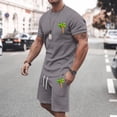 thumbnail image 2 of Men's Suits Summer Coconut Tree Print Short Sleeve Shorts Sportswear set for Men Lightweight Daily Wear Breathable Modern Design, 2 of 4