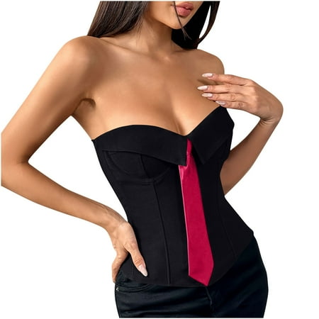 Bustier Tops for Women Open Back Boned Bustier Shapewear Lingerie Push Up Bodysuit Sexy Going Out Party Club Top