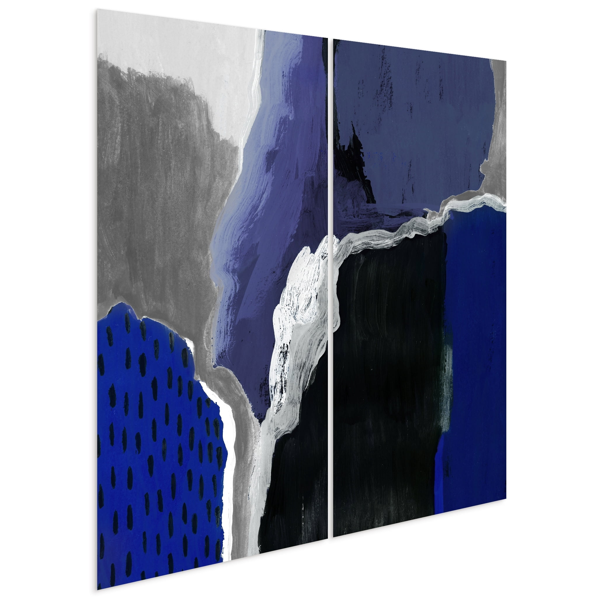 Cobalt Abstract Driptych 36 in x 72 in Painting Art Prints, by Empire Art Set of 2