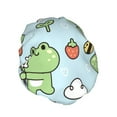thumbnail image 2 of Disketp Cute Floral Frog Shower Caps,Reusable Shower Cap For Women, Double Layer Waterproof Hair Cap, Large Size For All Hair Lengths,For Girls Spa Home Salon Use, 2 of 9