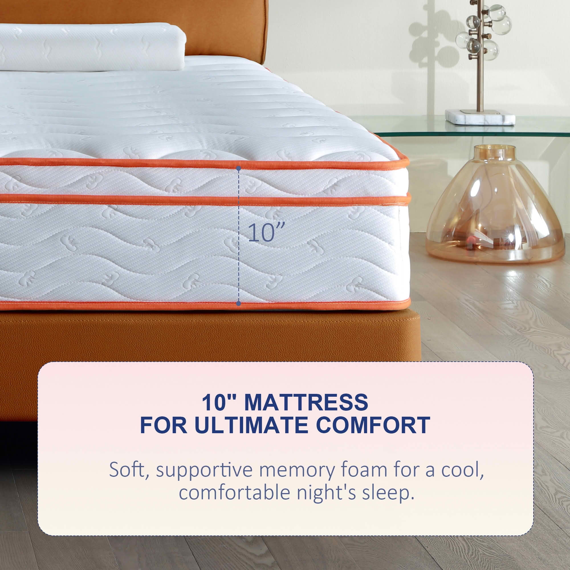 MAYEERTY Twin 10 Inch Medium Hybrid Mattress in a Box, Memory Foam Pocket Spring Pressure Relief Motion Isolation, CertiPUR-US Certified