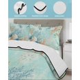 thumbnail image 3 of Full Size Quilt Bedding Set, Teal Beach Coastal Reversible Summer Quilt 3 Pieces, Summer Nautical Coral Shell Botanical Lightweight Bedspreads Coverlets with 2 Pillow Shams for All Seasons, 3 of 5