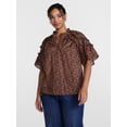 thumbnail image 2 of Scenario Women's Gathered Cotton Voile Top with Short Sleeves, Size XS-XXXL, 2 of 6