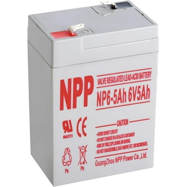 NPP 6V 5Ah Rechargeable AGM SLA Battery with F1 Terminals, for Ride on Toy, Solar System, Emergency Light, UPS, Alarm System, Control System