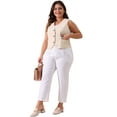 thumbnail image 3 of DARING DIVA Women's Plus Size Lined Button Down Vest 1X Beige, 3 of 6